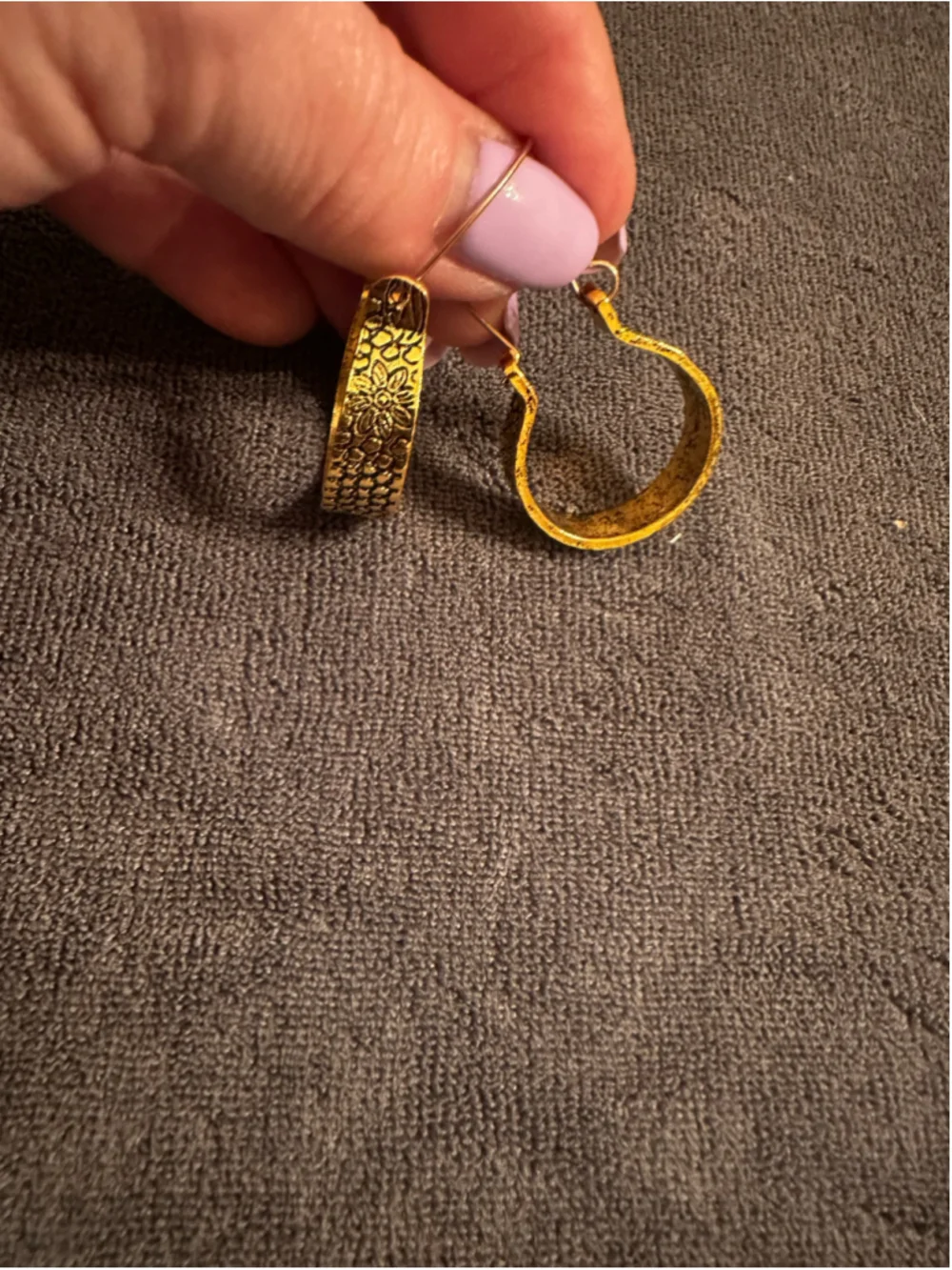 Unbranded Gold Floral Hoop Earrings